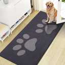 Buganda Dog Door Mat for Muddy Paws 59x20, Absorbent Doormat for Inside | Dark Grey, Dirt Trapper, Rubber Backing, Machine Washable Mud Mat for Dogs, Low-Profile Front Entrance Door Mat, 59.0"l X 20.0"w X 0.6"th