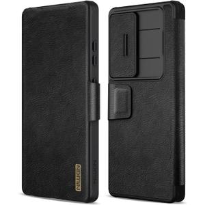 Nillkin for Samsung Galaxy S25 Ultra Wallet Case with Card Holder and Camera Cover, PU Leather Case with Magnetic Flip Cover, Card Slot, Slide Camera Protection, Black