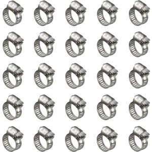 25 Pack Stainless Steel Hose Clamps, 1/2 inch to 3/4 inch Worm Gear Metal Hose Clamps for Pipe, Dryer Repair, Tubing and Fuel Line