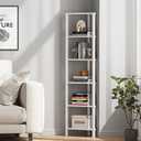 TUTOTAK 6-Tier Corner Bookshelf,Corner Shelf for Small Space, Narrow Display Corner Shelf Stand with Storage Rack, for Living Room, Bedroom, White BS05BW006