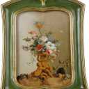 Vintage Picture Frame 5x7 Antique Ornate Photo Frame Tabletop and Wall Hanging Old-Fashioned Style, Decorative Retro Design Home Decor, Photo Gallery, Art, Green