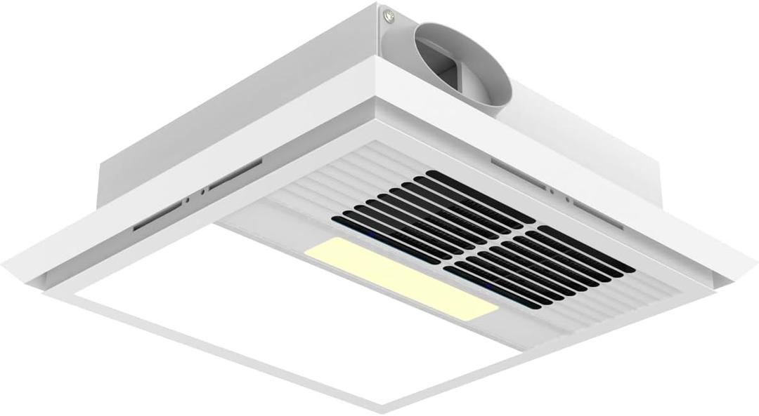 FLYINGFOX DC Bathroom Exhaust Fan, LED Light, Heater, Exhaust Fan 180 CFM Bathroom Fan 2 Sone