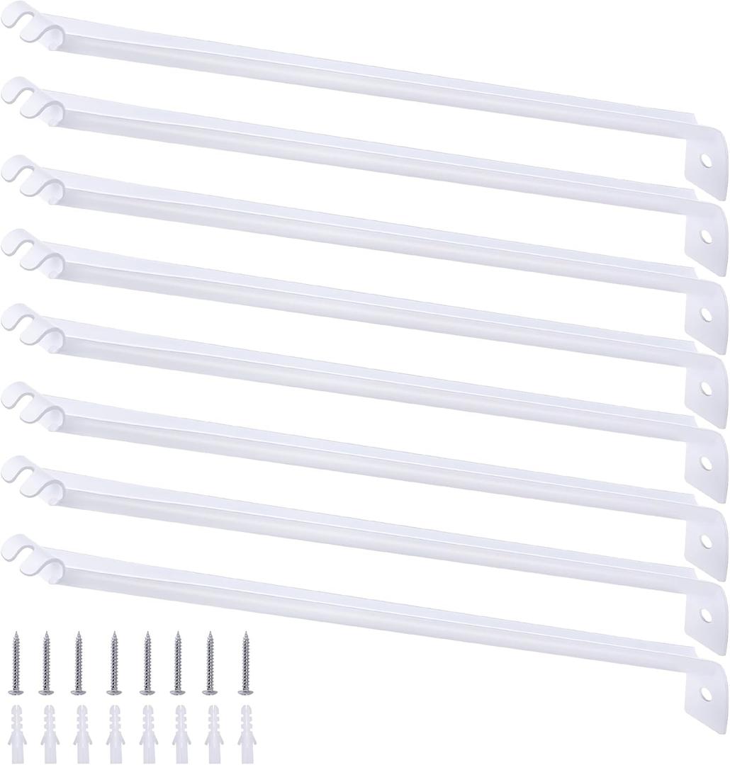 8 Pcs Wire Shelf Support Brackets,12 Inch Metal Support Brackets for Wire Shelving with Anchors and Screws,Closet Support Bracket for Wardrobe Wall Bracket Wire Shelves Racks