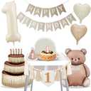 1st Birthday Decorations Boho 1st Birthday Highchair Banner for Baby Boy Girl First Birthdays Decoration Handmade Tassel Garland 1st Birthdays Balloons 40 Inch Giant 1 Balloon Bear Balloon Hat Banner