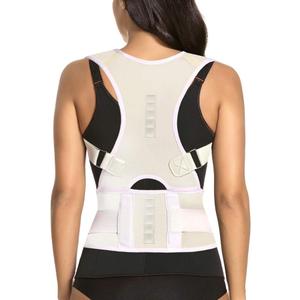 Thoracic Back Brace Posture Corrector - Magnetic Support for Neck Shoulder Upper and Lower Back Pain Relief - Perfect Posture Brace for Cervical Lumbar Spine - Fully Adjustable Belt (Beige, X-Large)