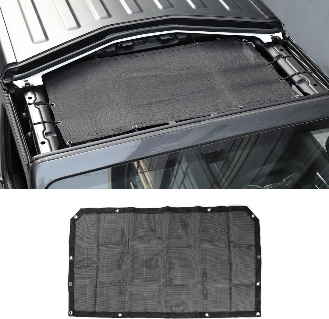 Sunshade Mesh Shade Top Front Cover Provides Roof UV Sun Protection for Jeep Wrangler JL JLU & Gladiator JT 2018-2024 (Black)
