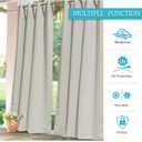 RYB HOME Outdoor Curtains for Patio Waterproof Block Sunlight Thermal Insulated Privacy Thick Outside Curtains for Pergola, Cabana, Gazebo, W52 x L72, Natural, 1 Panel