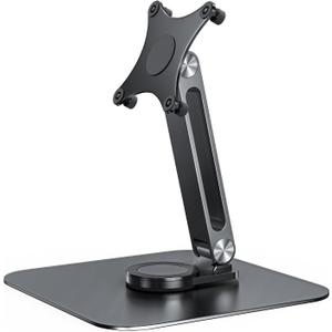 13-17.3" Monitor Stand with 360 Swivel Base, 75mm VESA Single-Arm Mount w/ M4 Screws for Portable Monitor, Adjustable Angle & Tilt & Rotation - Touchscreen Desktop Display Stand (Black)
