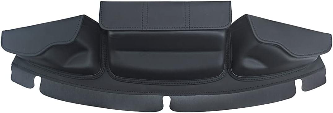 WOWTK Windshield Bag, Three Pocket Batwing Fairing Pouch fits for Harley 2014-2025 Touring Electra Glide, Street Glide, Ultra Limited, and Tri Glide models with windshields,Black