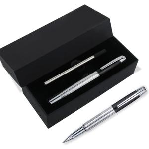 Luxury Ballpoint Pen with Gift Box&Extra Black Ink Refill for Men&Women Professional Exceutive pen office.(Silver)