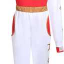 Zombie Girls Costume Kids Character Halloween Cosplay Mesh Top Pants Hooded Coat 3PCS Uniform Outfits (5-6 Years, Red)