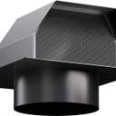 Hon&Guan 4 Inch Roof Vent Cap, Upgraded Airflow Roof Vents for Houses Watertight Galvanized Steel Roof Exhaust Vent for Ventilation System-with Damper