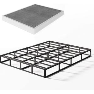 Full Box Spring and Cover Set, 5 Inch Low Profile Metal BoxSpring, Heavy Duty Structure with Easy Clean Cover, Mattress Foundation, Noise Free, Non-Slip, Easy Assembly