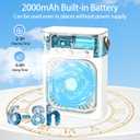 Portable Air Conditioners, 2000mAh Rechargeable Mini Air Cooler Fans, 500ML Personal Portable AC Unit with 3 Speed, 2 Spray, 7 Color, 3 Timer, Small Desktop Cooling Fan for Bedroom Office (White)
