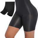 PRETTYWELL Womens Shapewear Shorts Mid-Waist Tummy Control Butt Lift Slip Shorts for Dresses,Seamless no Roll Thigh Slimmer (Small, Black)