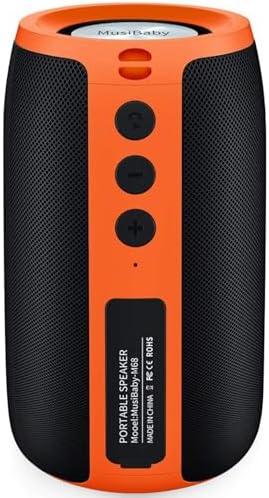 Bluetooth Speaker,MusiBaby Speakers Bluetooth Wireless,Waterproof,Outdoor,Portable Speaker with Stereo Sound,Booming Bass,Dual Pairing,Bluetooth 5.0,24H Play,Speaker for Home,Party,Travel,Gifts-Orange