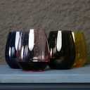 Stemless Wine Glasses Set 4 Colored Red White Wine Glasses 17oz Tumbler Crystal Glasses Pink Blue Gold