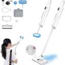 Steam Mop All-in-one for Floor Cleaning, MultiPurpose Steam Cleaner for Home with LED display screen, Detachable Handheld Floor Steamer with Scent Container and strap for Hardwood,Tiles and Carpet (White-)