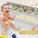 Cushore 3-Ft Bathtub Splash Guard PlayPad with Strong Suction Cups, Toy Tray Caddy Holder Storage, No-Leak, Mess-Free Bath Time for Kids, Grey