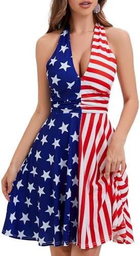 Ovokcina Women's Summer Sundress- 2025 Sexy Halter Sleeveless Spring Boho Elastic Waist Ruffle Mini Dress, XL