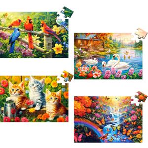 4 Packs 36 Large Piece Puzzle for Seniors - Dementia Puzzles for Elderly Adults,Alzheimers Puzzles Memory Cognitive Games for Elderly Seniors with 4 Storage Bags, 36 Large Piece, 11.5 x 7.5 inches