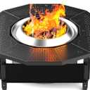 Fire Pit Surround Tabletop for Solo Stove Yukon 2.0 27 Inch, Fire Pit Surround Table Top, Accessories for Solo Stove, Adjustable with UV-Resistant Outdoor Fabric, Metal Black