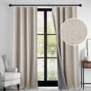 RYB HOME Linen Textured 100% Blackout Curtains for Bedroom, Insulating Energy Saving Window Curtains for Living Room Dining Patio Sliding Glass Door, Wide 52 x Long 84 inch, Beige, 2 Panels (52"W x 84"L (Pack of 2))