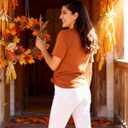 Women Thanksgiving Shirts Funny Leopard Pumpkin Graphic Print Fall T Shirts (X-Large, Brown1)