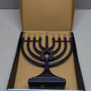 LED Electric Blue Hanukkah Menorah with Special Effects - Battery/USB Powered, Star of David, 4 Lighting/Blinking Modes, Large LED Bulbs, Chanukah Traditional Electric Menorahs - Navy Blue