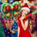 Christmas Bow Piata 15 Inch Xmas Bow Piata with Bat Blindfold and Confetti for Adult Birthday Christmas Holiday Party Decorations Festive Xmas Party Game Supplies