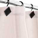 Black Decorative Shower Curtain Hooks: 12 Pcs Rust Proof Metal Geometric Diamond Decorative Curtain Rings - Modern Farmhouse Designer Shower Hangers for Bathroom - Set of 12