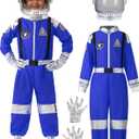 Spooktacular Creations Halloween Astronaut Costume for Kids, Unisex Astronaut Outfit, Toddler Pilot Jumpsuit for Themed Party (M (8-10 YRS), Blue)