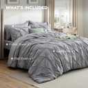 Bedsure Queen Comforter Set Grey - Bed in a Bag Queen Size Bedding 7 Pieces, GentleSoft Pintuck Bed Set Gift for Family, All Season Down Alternative Comforter with Sheets, Pillowcases & Shams