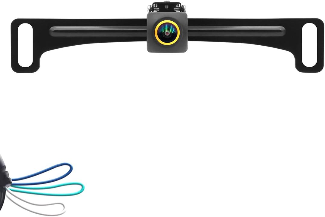 AHD 1080P Backup Camera,2K Fisheye Lens Waterproof Wide View Angle Metal Reverse CCD,HD Night Vision Parking Assist License Plate Camera Rear View Camera Three Control for Truck SUV RV