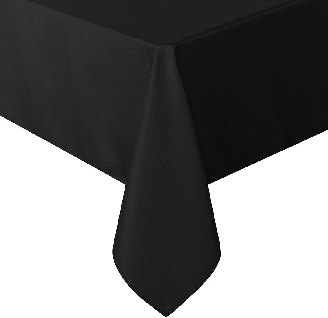Sancua Rectangle Tablecloth - 60 x 84 Inch - Stain and Wrinkle Resistant Washable Polyester Table Cloth, Decorative Fabric Table Cover for Dining Tables, Buffet Parties and Camping, Black