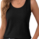 ANRABESS Tank Tops for Women Waffle Knit Scoop Neck Flowy Casual Sleeveless Shirts 2026 Summer Clothes Black XX-Large