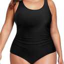 Daci Women Plus Size One Piece Swimsuit Athletic Tummy Control Ruched Bathing Suit with U-Back 22W
