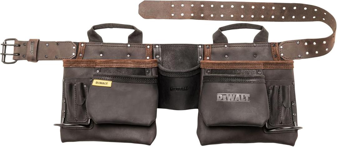 DEWALT Leather Tool Belt, Durable, 11 Pocket Professional Belt 