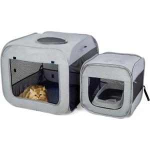 Portable Large Cat Playpen for Outdoor & Indoor Cats Cage, Large Foldable Cat Tent, Fit Puppy, Dogs, Pets (Grey)