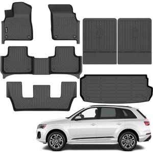 Jenofa-for Audi Q7 / SQ7 2017-2025 7 Seats All Weather Floor Mats Automotive Car Mat Fit 2024 Q7 Accessories (Floor Mats & Rear Seat Back Mats & Cargo Liner)