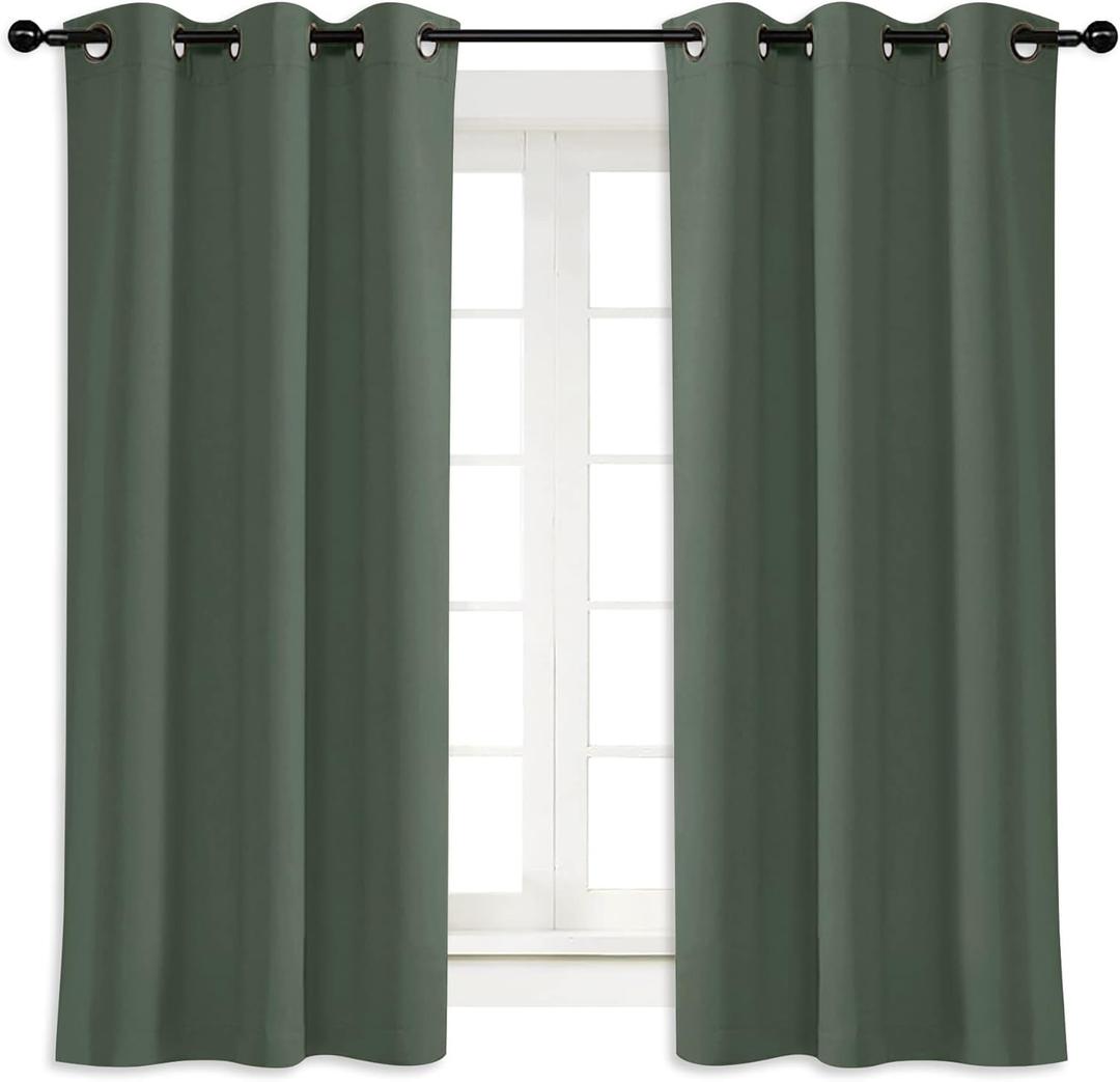 NICETOWN Dark Mallard Blackout Kitchen Drape for Nursery Home Fashion Thermal Insulated Blackout Room Darkening Curtain/Drapery with Ring Top (Single Panel, 42 by 63 inches)