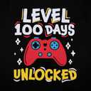 100 Days of School Shirt Boys Toddler Level 100th Days Unlocked Game Controller T-Shirt Crewneck Short Sleeve Tops (Black)