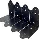 4 Pcs Heavy Duty Flush Inside 90-Degree Angle Bracket Steel Tie Plate, 3" Width Connector Brace, Angle Knee Braces, Inside Joint for Butt-Join Post and Beam, Thickness 3 mm and Black