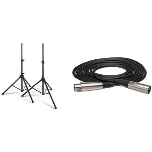 On-Stage SSP7950 Tripod Speaker Stand Package with Bag & Hosa XLR-120 XLR3F to XLR3M Balanced Interconnect Cable, 20 Feet