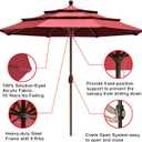 EliteShade USA 10-Year-Non-Fading 11ft 3-Tier Market Patio Umbrella, Commercial Grade Outdoor Table Umbrella with Crank Open, Windproof & UPF 50+ UV Protection, Heavy Duty Ventilation for Garden, Deck, Pool, Backyard, Beach & Bistro, No Tilt, Burgundy