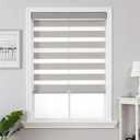 Joydeco Linen Zebra Blinds for Indoor Windows, 34.5" W x 72" H, Grey