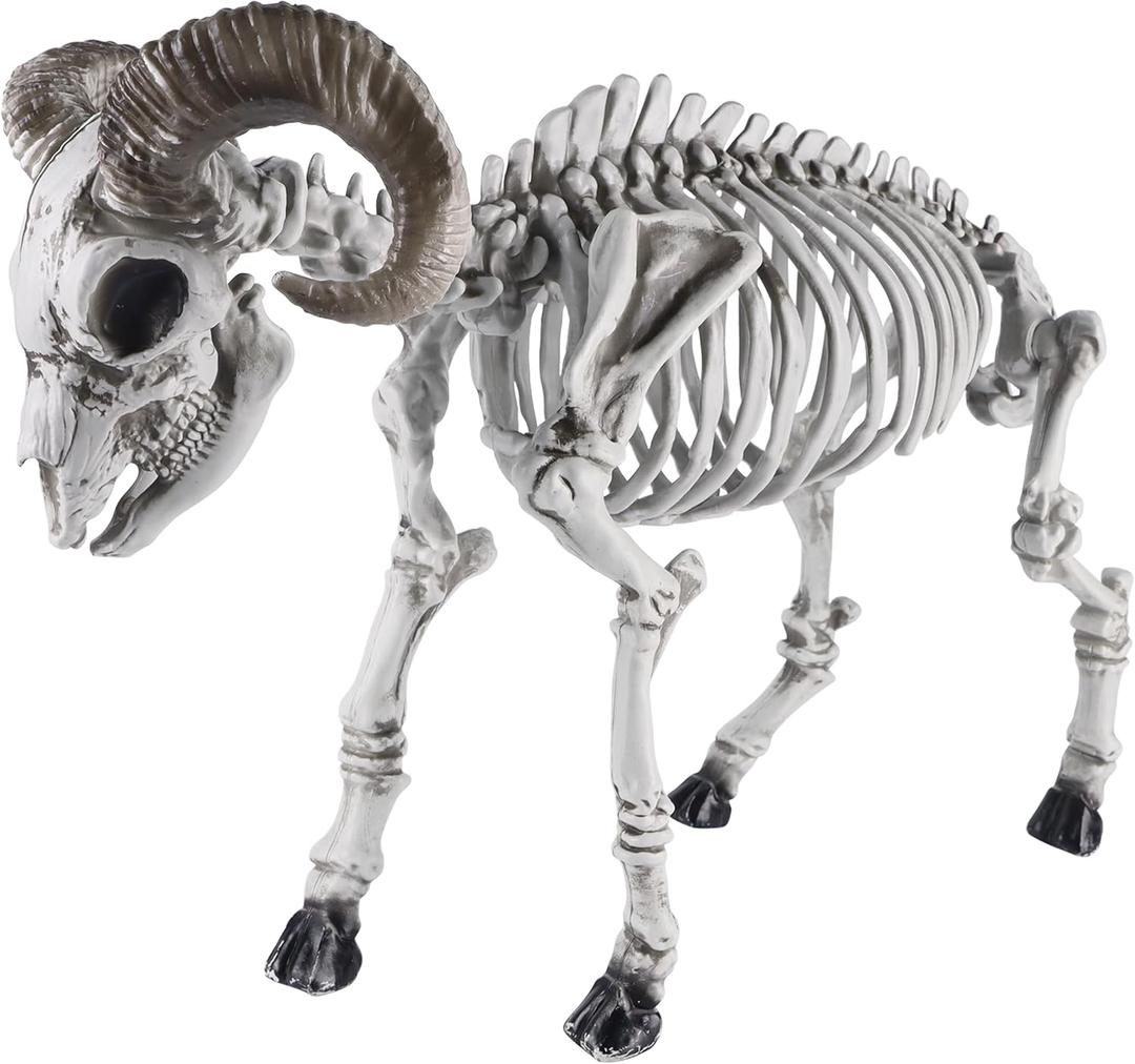 DR.DUDU Goat Skeletons Halloween Decorations  26 Inch Long Life Size Skeleton Animals for Outdoor, Yard, Lawn Decor - Realistic Farm Skeleton Goat Party Props Scary Halloween Dcor