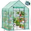 Ohuhu Greenhouse for Outdoors with Screen Windows, 57 x 57 x 76'' Walk in Plant Greenhouses Heavy Duty with Durable PE Cover, 3 Tiers 12 Shelves Stands Plastic Portable Green House with Shelf Clips
