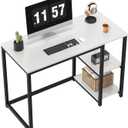 SINPAID Computer Desk 40 inches with 2-Tier Shelves Sturdy Home Office Desks with Large Storage Space Modern Gaming Desk Study Writing Laptop Table, White