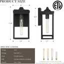 Dusk to Dawn Outdoor Wall Light Fixtures with Photocell Sensor, Front Porch Lights Waterproof, Black Exterior Wall Mount Sconce with Clear Glass for Garage Patio House, E26, OS-JJ249-BK-1PK (1-Pack, Medium)